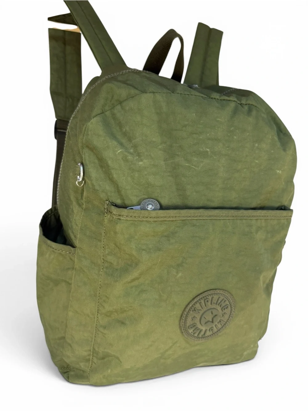 Kipling Kazuki Olive Green Nylon Backpack Lightweight Travel School Bag - as is